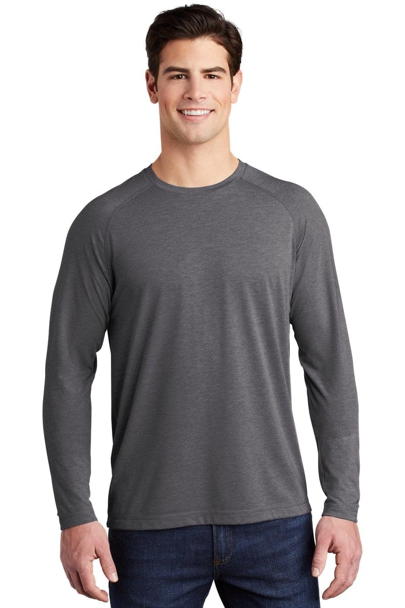 Sport-Tek ST400LS PosiCharge Long Sleeve Tri-Blend Wicking Raglan Tee in 