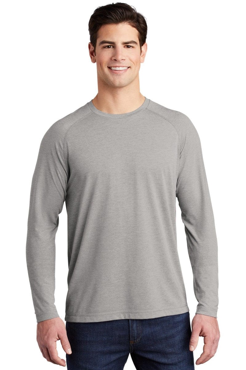 Sport-Tek ST400LS PosiCharge Long Sleeve Tri-Blend Wicking Raglan Tee in 