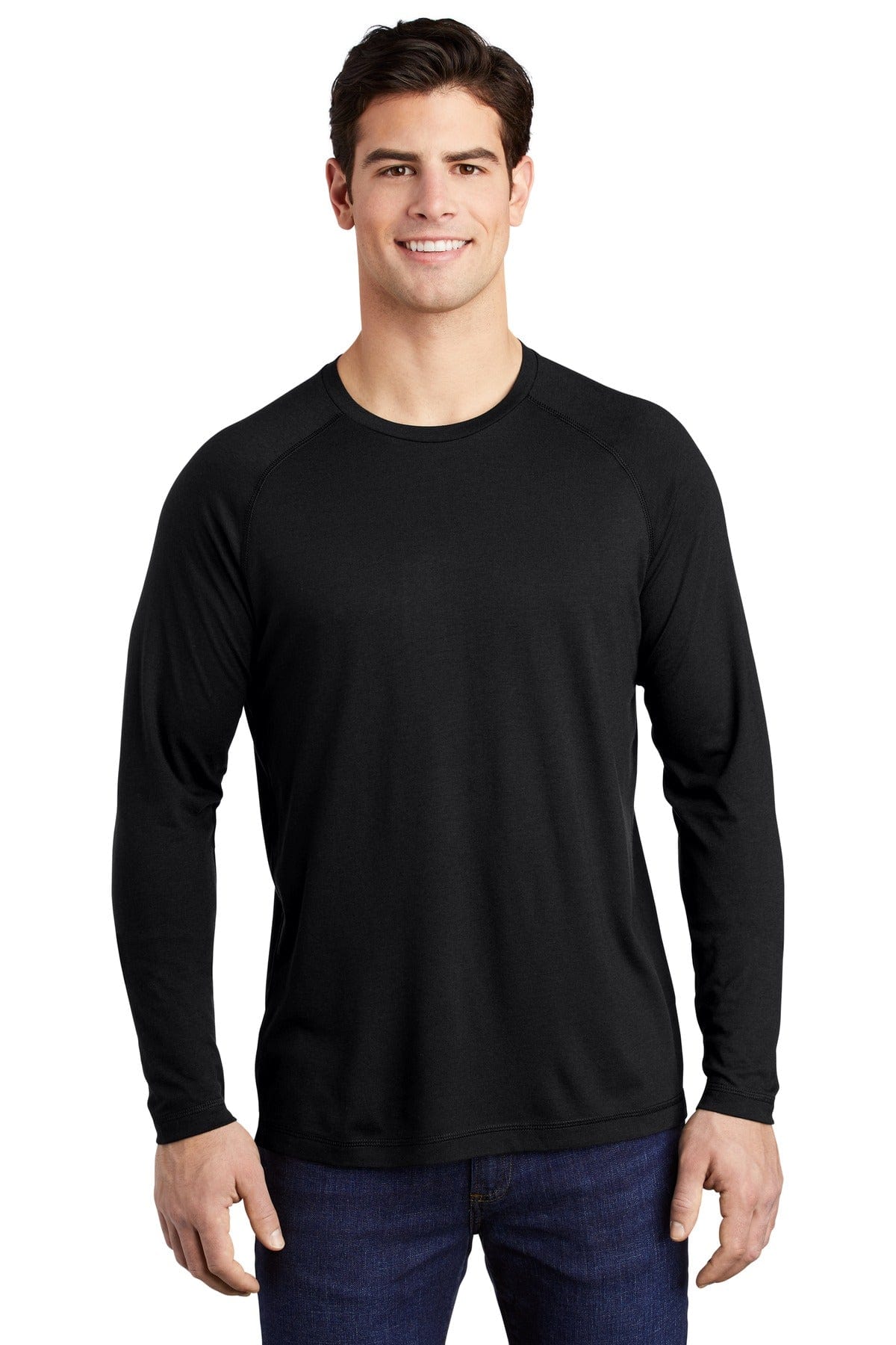 Sport-Tek ST400LS PosiCharge Long Sleeve Tri-Blend Wicking Raglan Tee in 