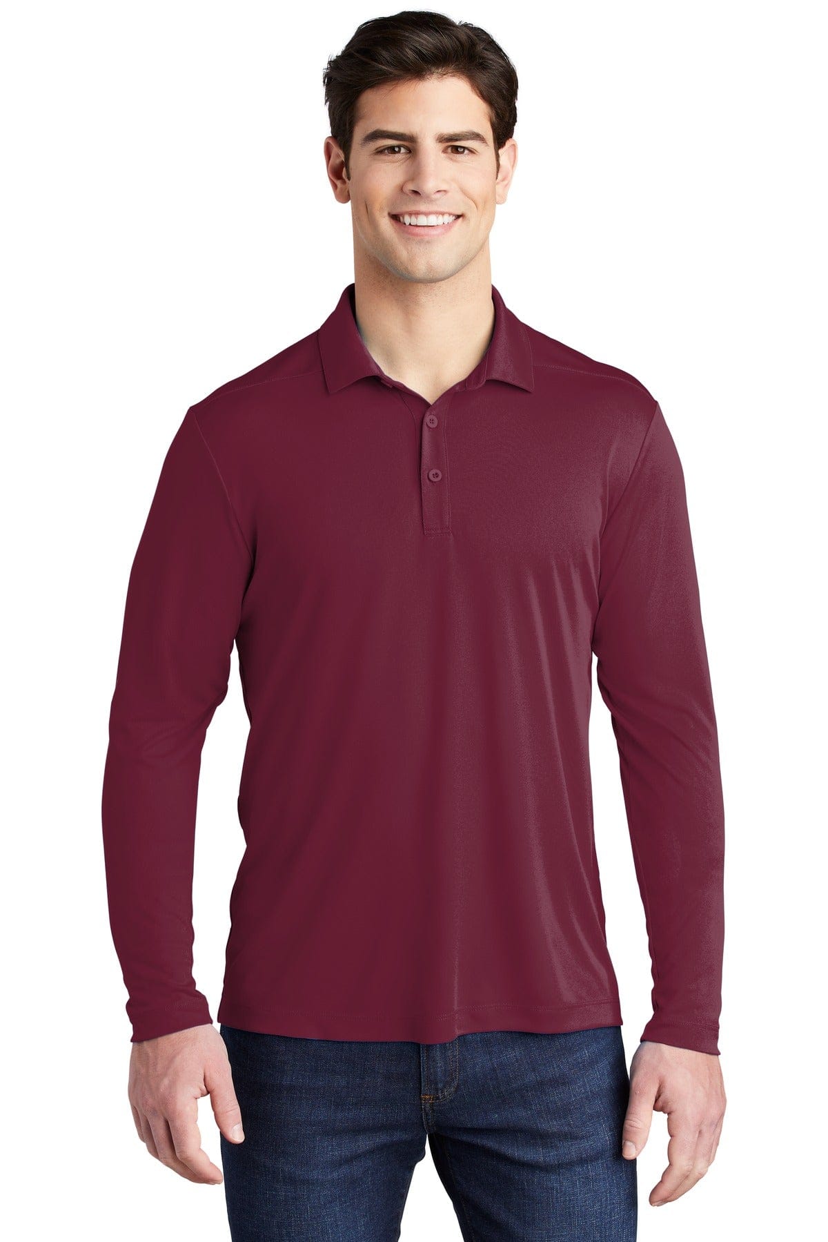 Sport-Tek Polos/Knits XS / Cardinal Sport-Tek ST520LS Posi-UV Pro Long Sleeve Polo