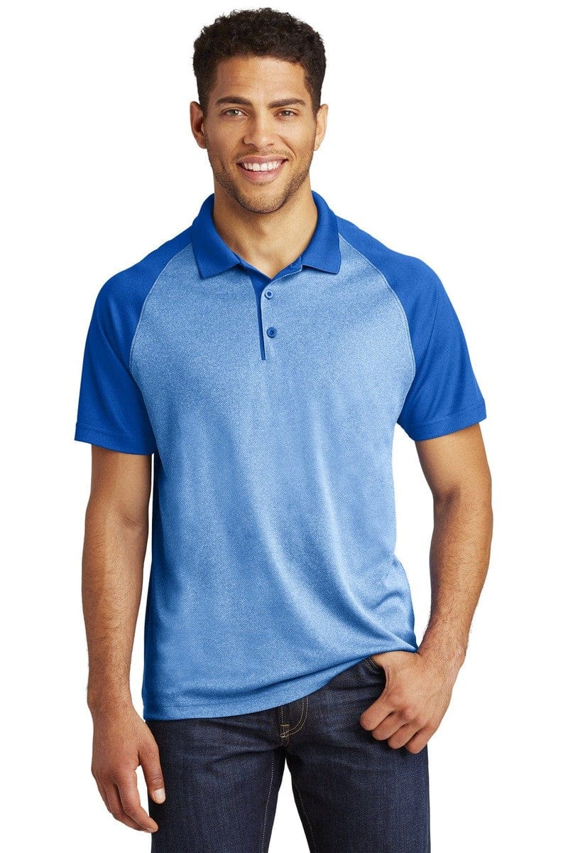 Sport-Tek ST641 PosiCharge RacerMesh Raglan Heather Block Polo in 