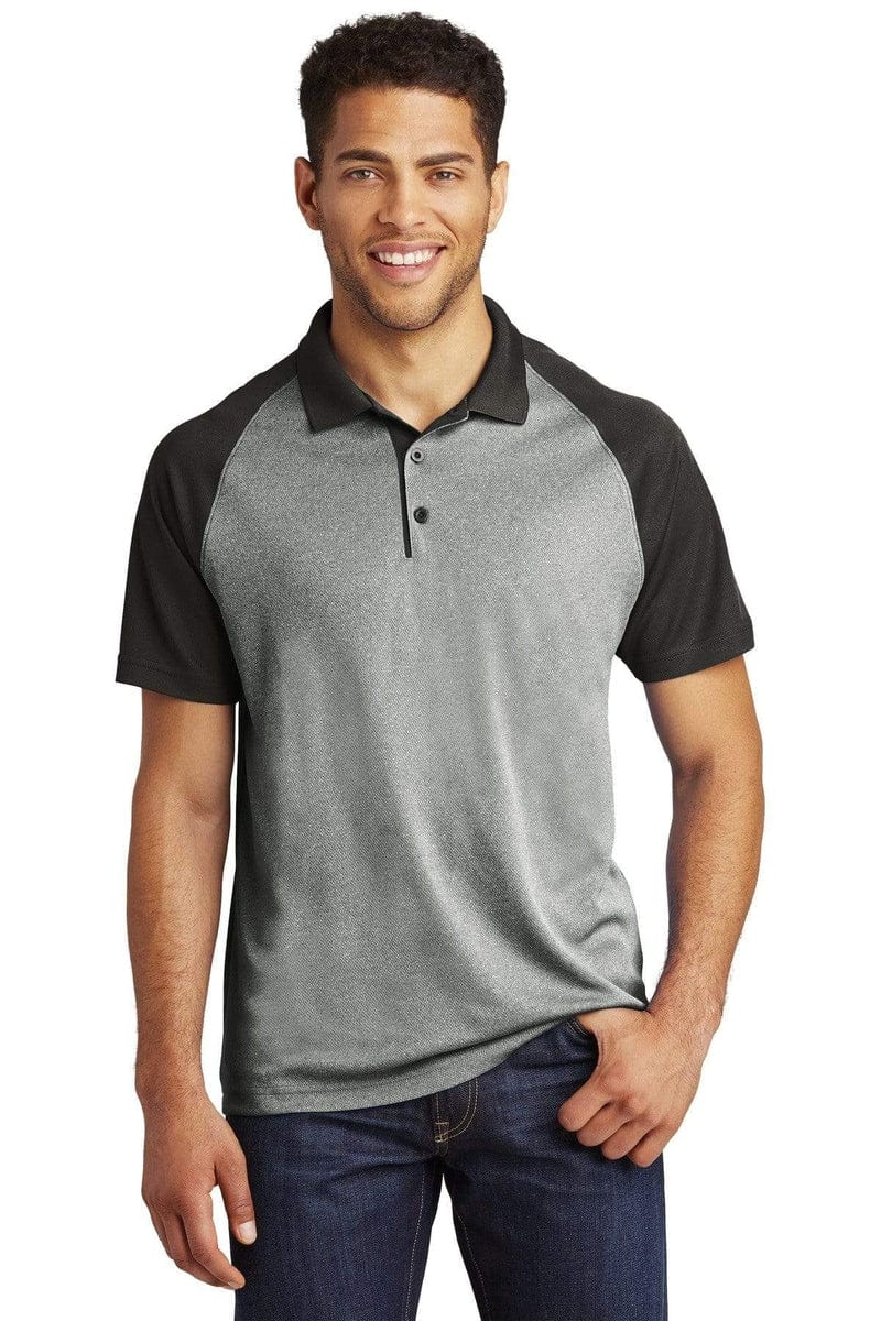 Sport-Tek ST641 PosiCharge RacerMesh Raglan Heather Block Polo in 