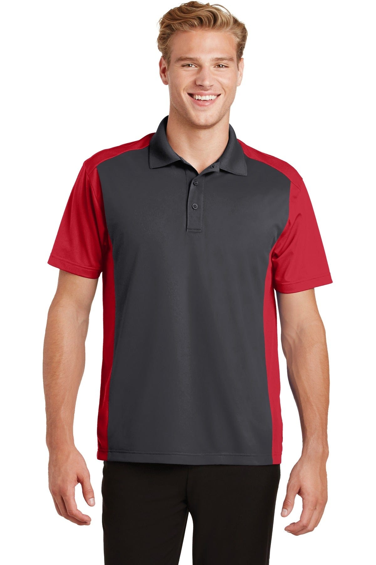 Sport-Tek Polos/Knits XS / Iron Grey/ True Red Sport-Tek ST652 Colorblock Micropique Sport-Wick Polo