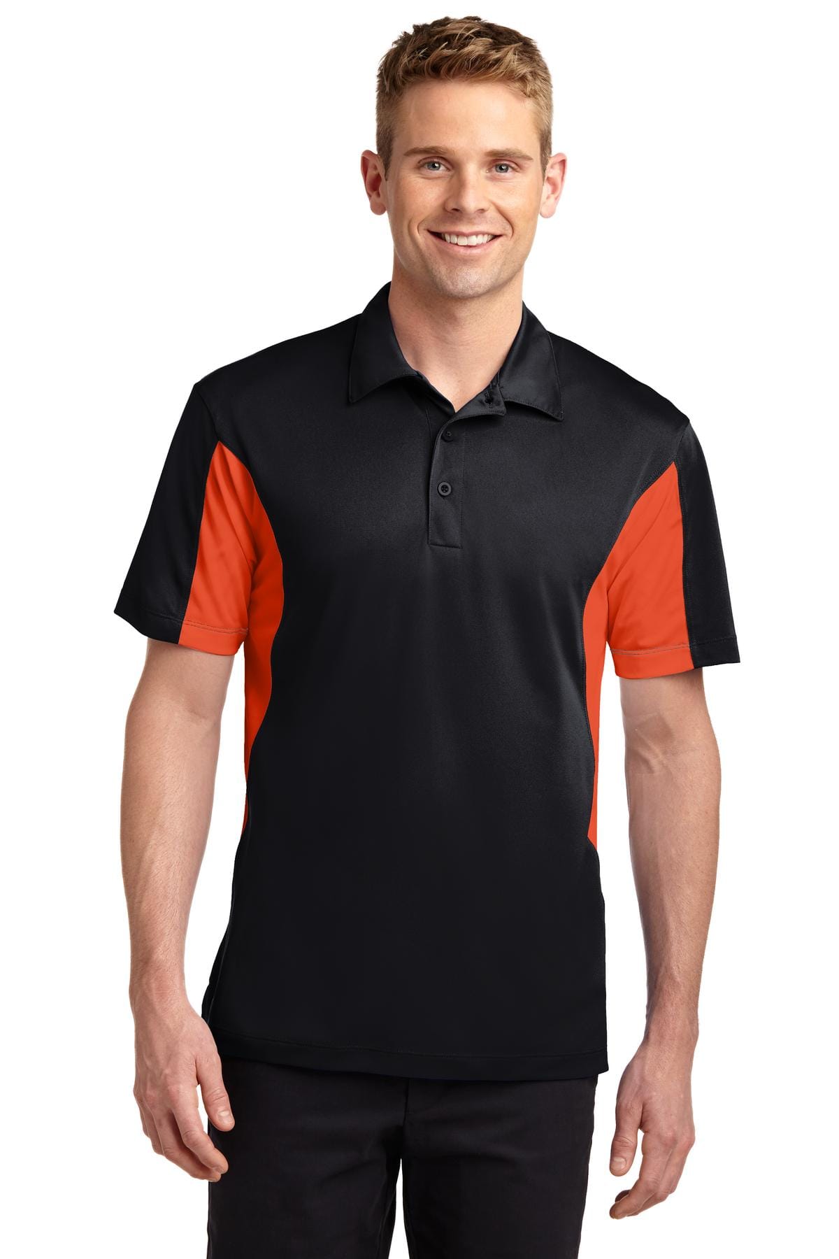 Sport-Tek Polos/Knits XS / Black/ Deep Orange Sport-Tek ST655 Side Blocked Micropique Sport-Wick Polo