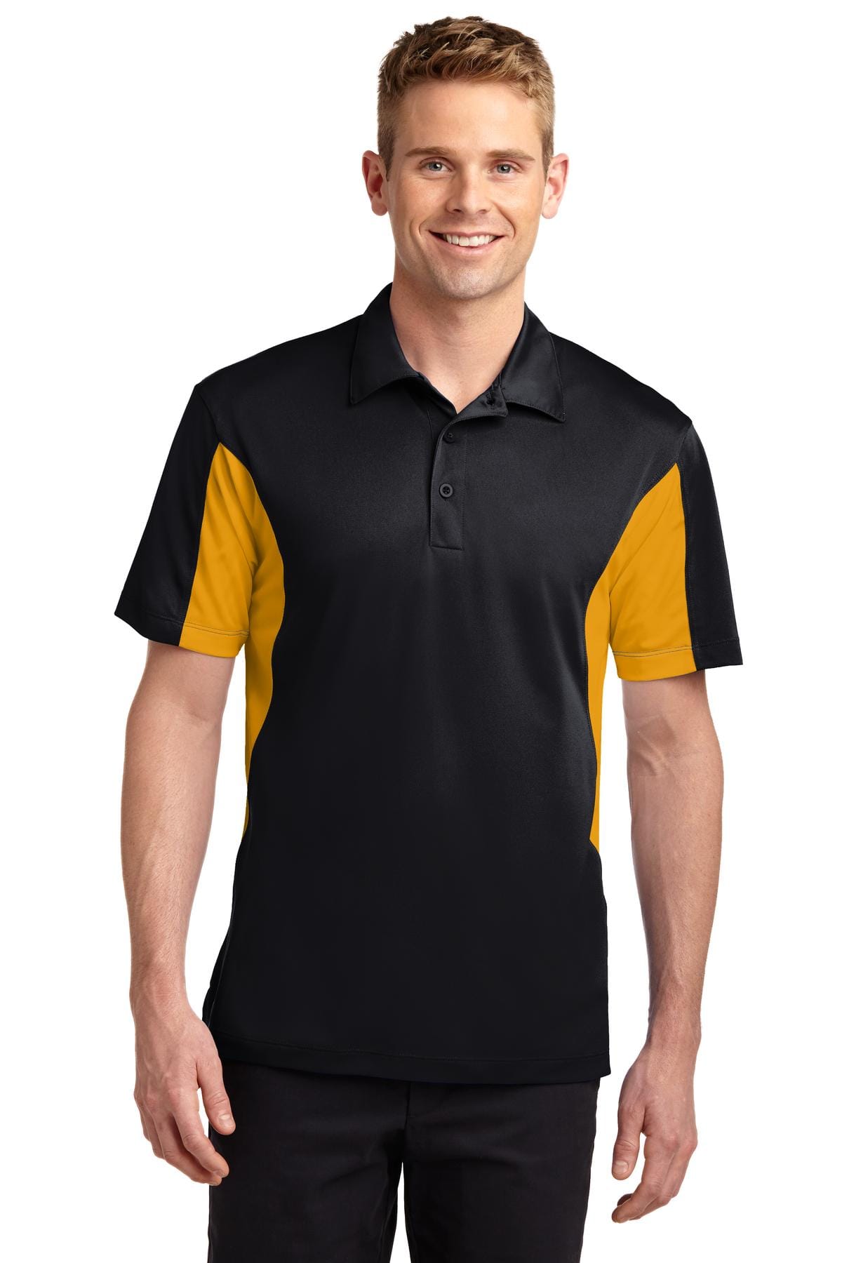 Sport-Tek Polos/Knits XS / Black/ Gold Sport-Tek ST655 Side Blocked Micropique Sport-Wick Polo