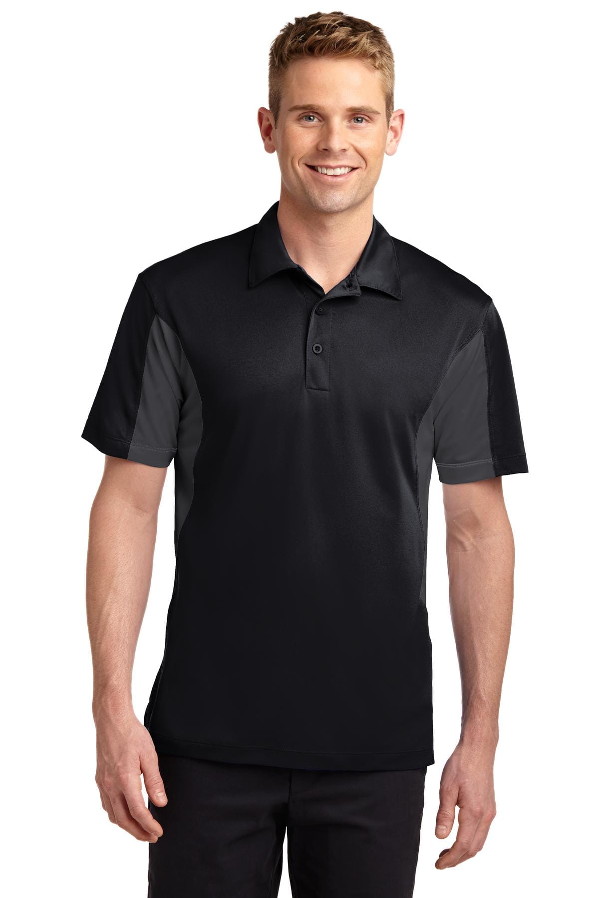 Sport-Tek Polos/Knits XS / Black/ Iron Grey Sport-Tek ST655 Side Blocked Micropique Sport-Wick Polo