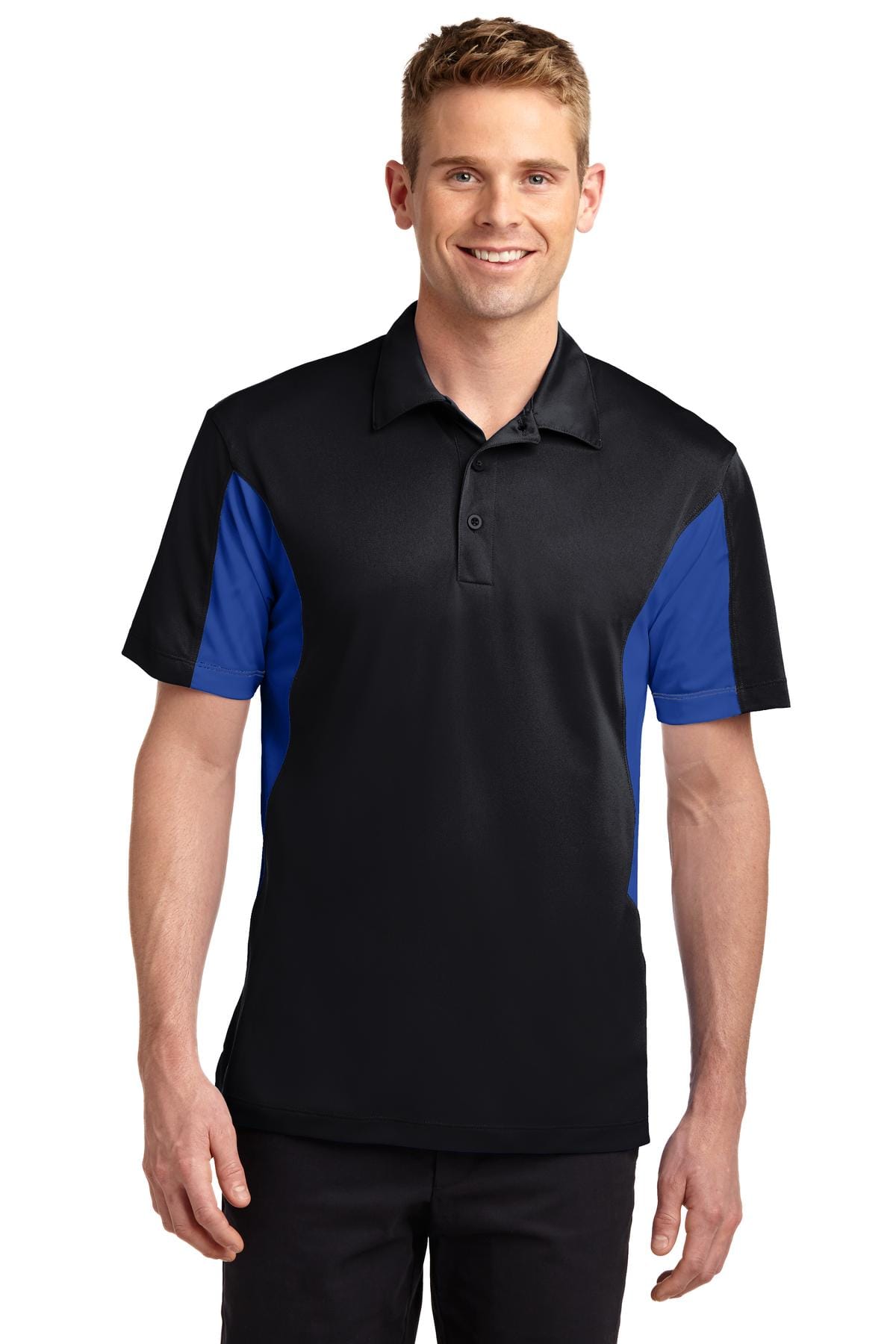 Sport-Tek Polos/Knits XS / Black/ True Royal Sport-Tek ST655 Side Blocked Micropique Sport-Wick Polo
