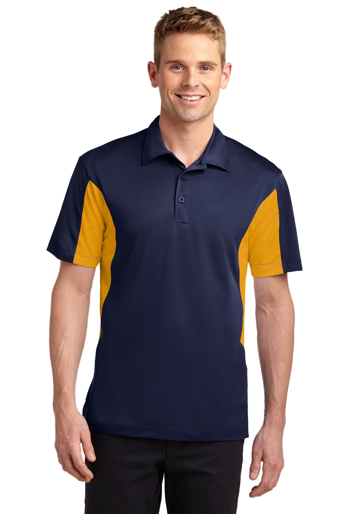 Sport-Tek Polos/Knits XS / True Navy/ Gold Sport-Tek ST655 Side Blocked Micropique Sport-Wick Polo