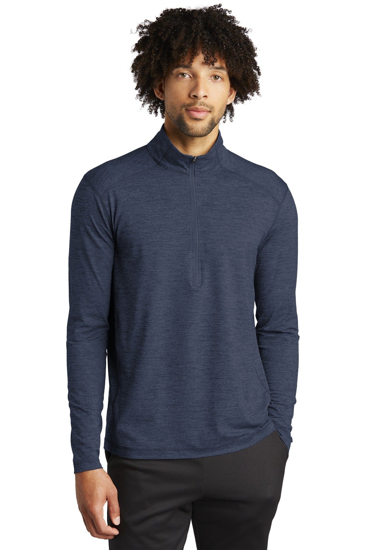 Sport-Tek ST711 Exchange 1.5 Long Sleeve 1/2-Zip in Dark Denim Heather
