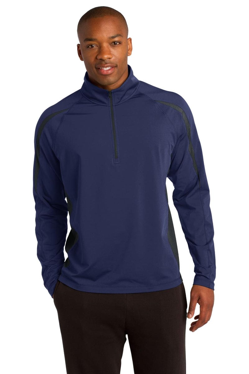 Sport-Tek ST851 Sport-Wick Stretch 1/2-Zip Colorblock Pullover in 