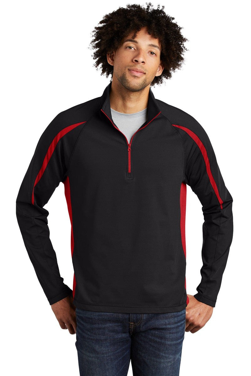 Sport-Tek ST851 Sport-Wick Stretch 1/2-Zip Colorblock Pullover in 