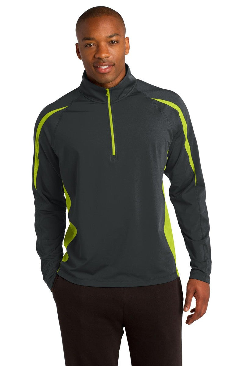 Sport-Tek ST851 Sport-Wick Stretch 1/2-Zip Colorblock Pullover in 
