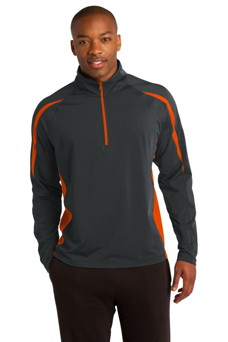 Sport-Tek ST851 Sport-Wick Stretch 1/2-Zip Colorblock Pullover in 