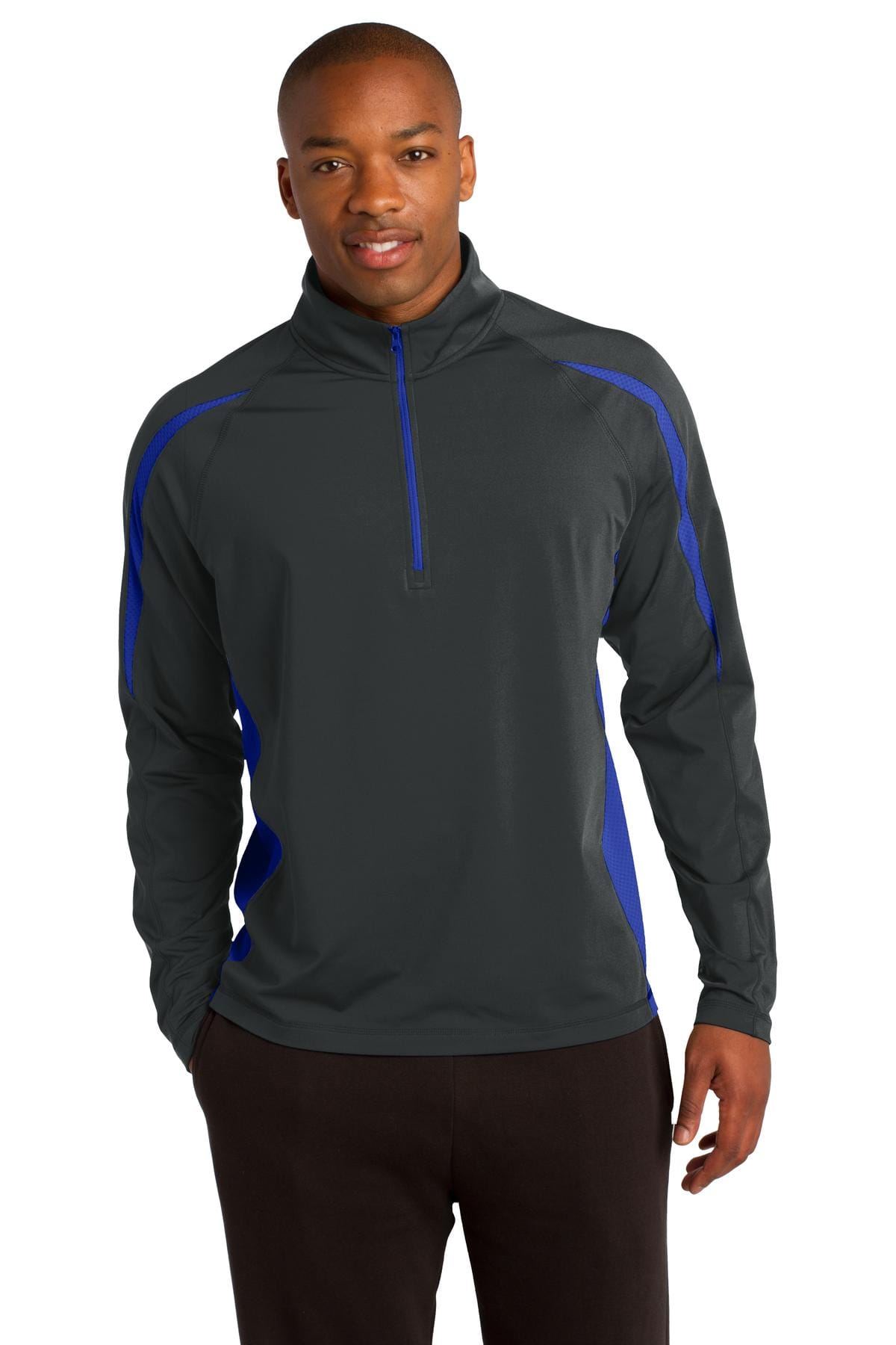 Sport-Tek ST851 Sport-Wick Stretch 1/2-Zip Colorblock Pullover in 