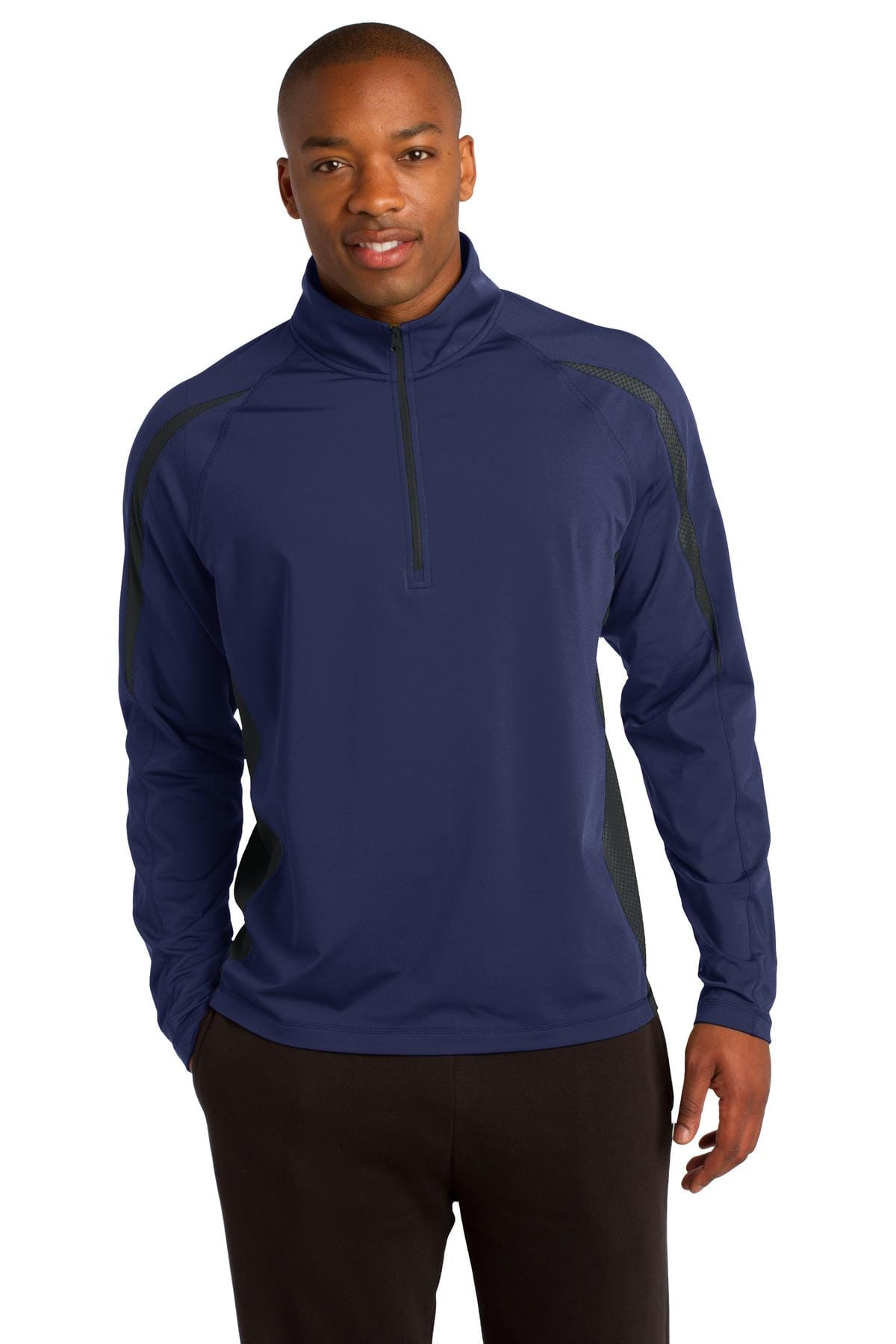 Sport-Tek ST851 Sport-Wick Stretch 1/2-Zip Colorblock Pullover in 