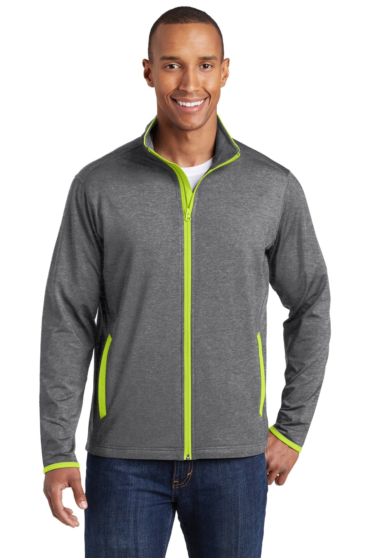 Sport-Tek ST853 Sport-Wick Stretch Contrast Full-Zip Jacket in 
