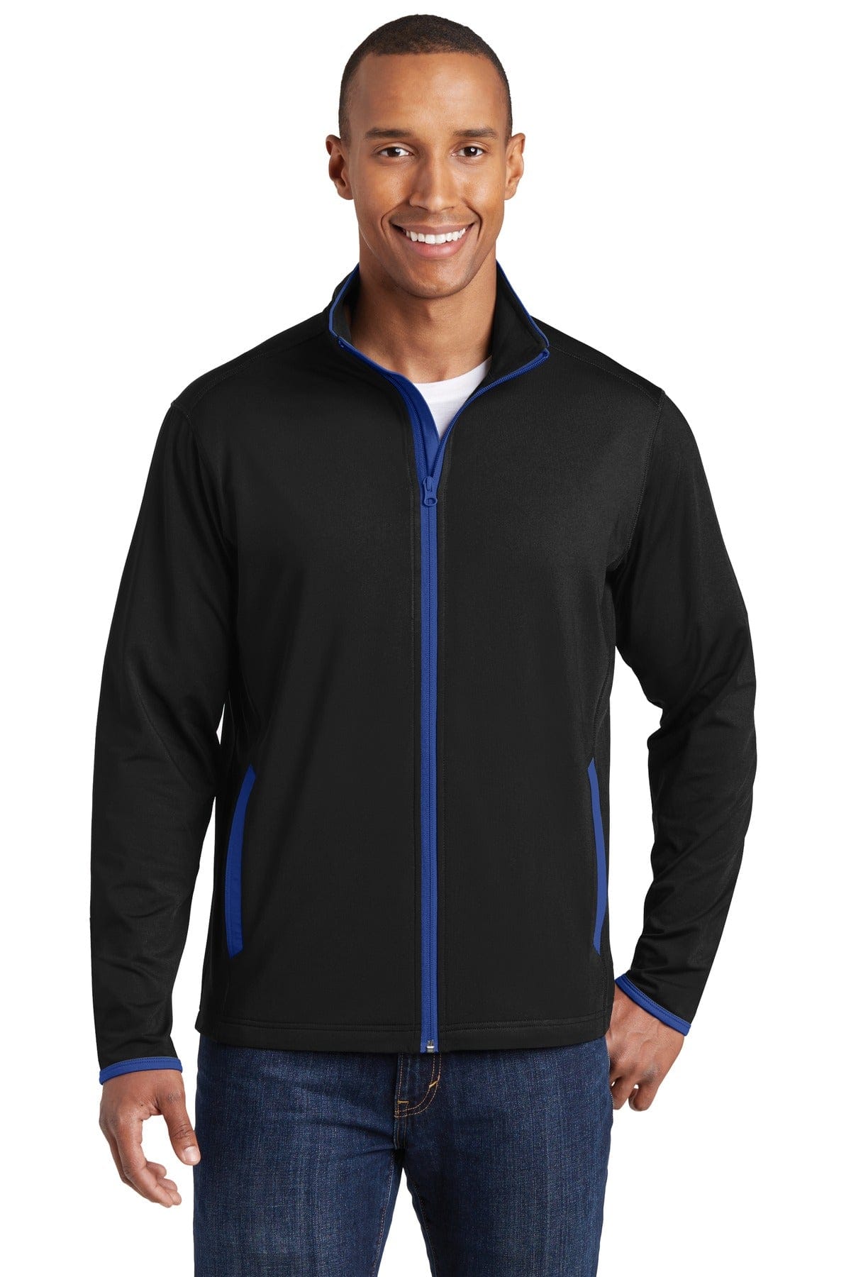 Sport-Tek Outerwear XS / Black/ True Royal Sport-Tek ST853 Sport-Wick Stretch Contrast Full-Zip Jacket