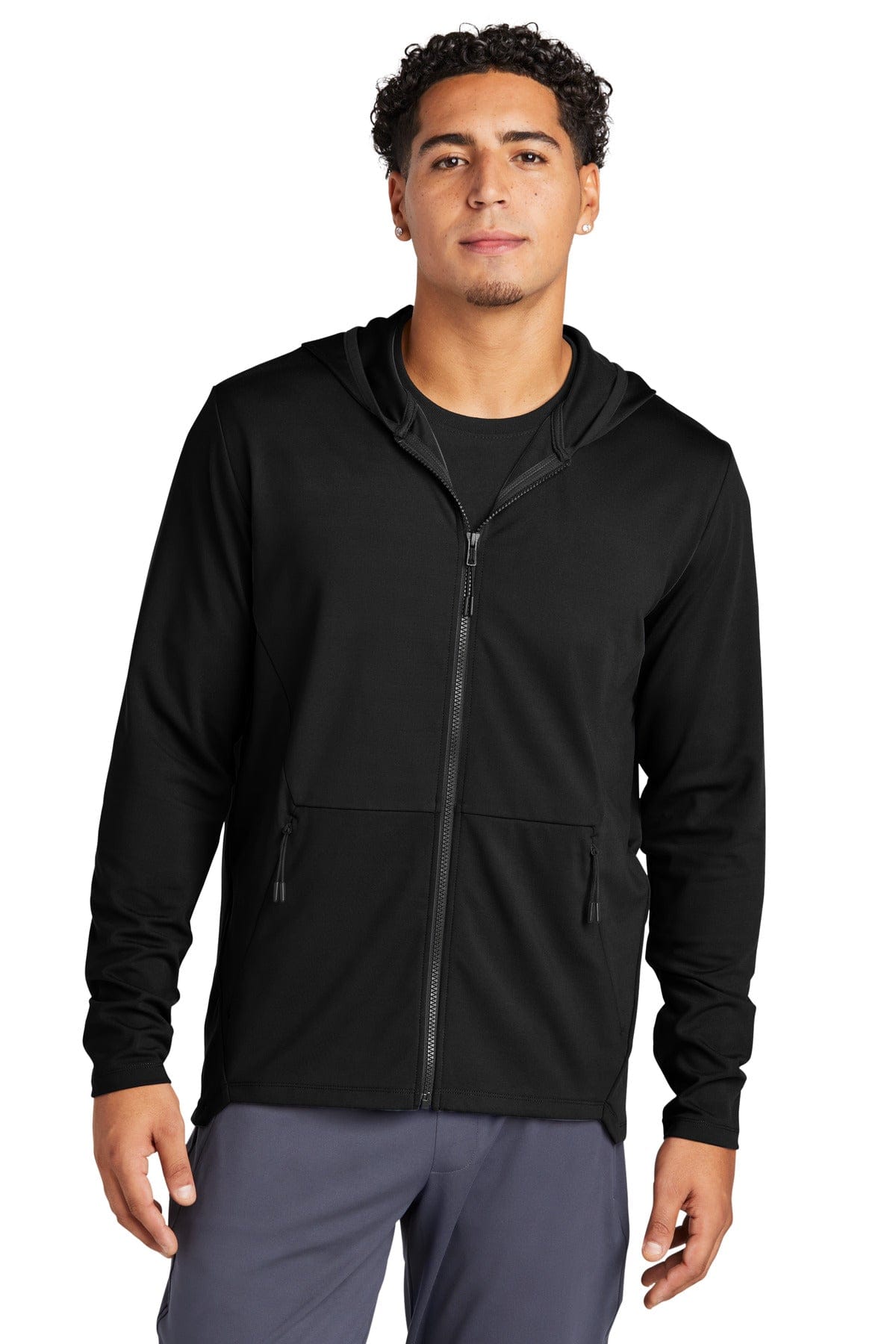 Sport-Tek ST870 Circuit Hooded Full-Zip in Deep Black