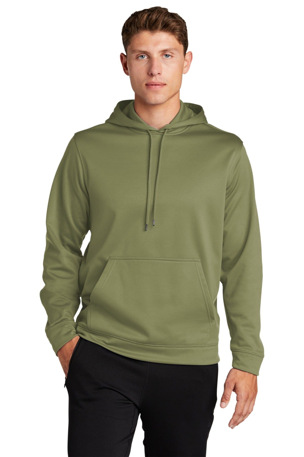 Sport-Tek Sport-Wick Fleece Hooded Pullover F244 in Olive Drab Green