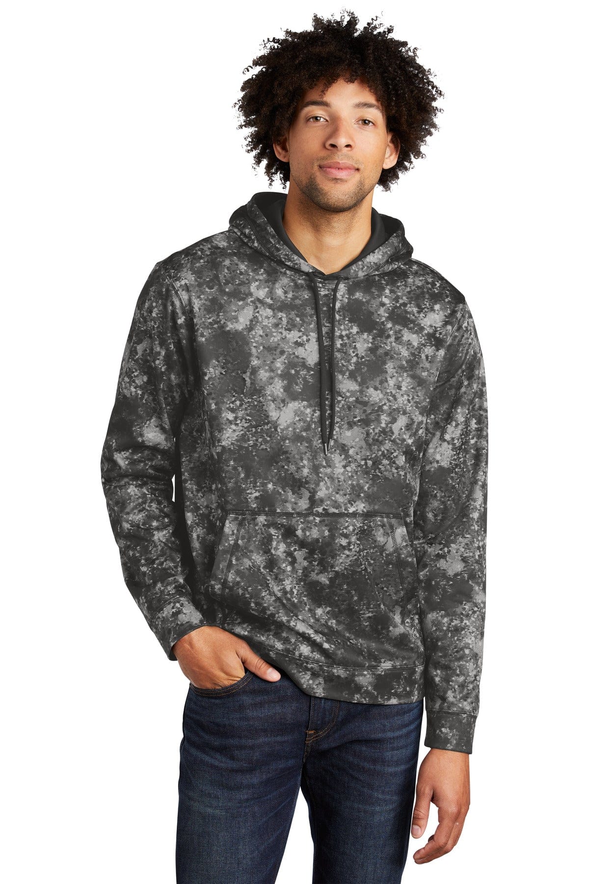 Sport-Tek Sport-Wick Mineral Freeze Fleece Hooded Pullover. ST230 in Black