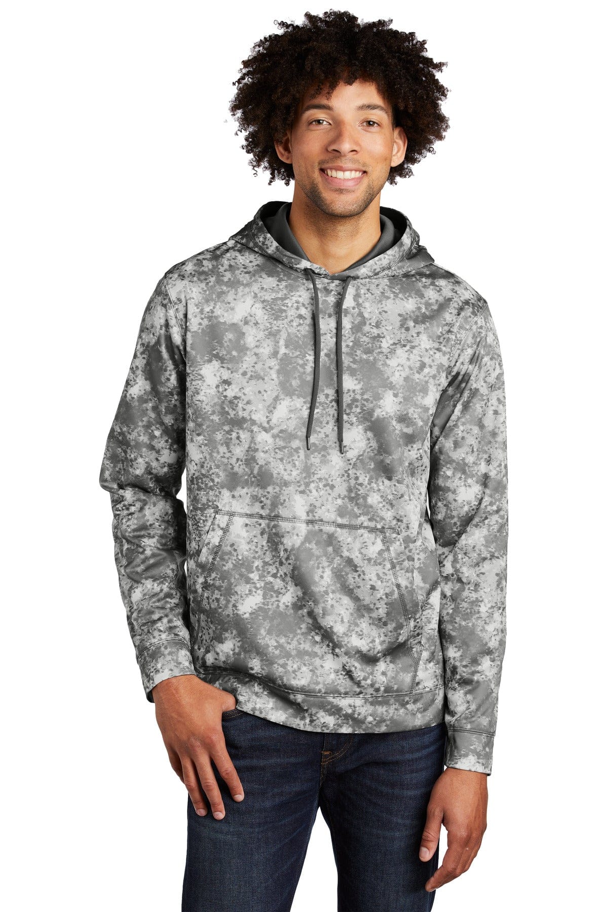 Sport-Tek Sport-Wick Mineral Freeze Fleece Hooded Pullover. ST230 in Dark Smoke Grey