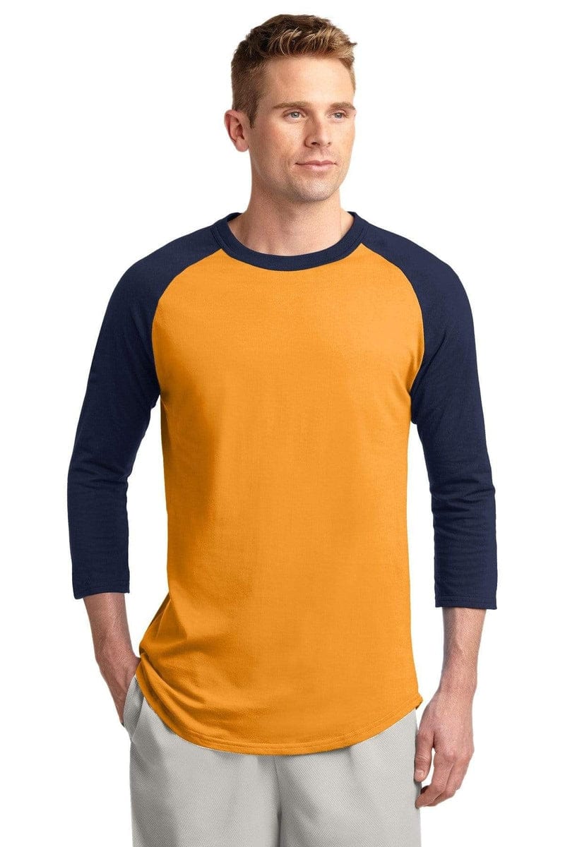 Sport-Tek T200 Colorblock Raglan Jersey in Gold/ Navy