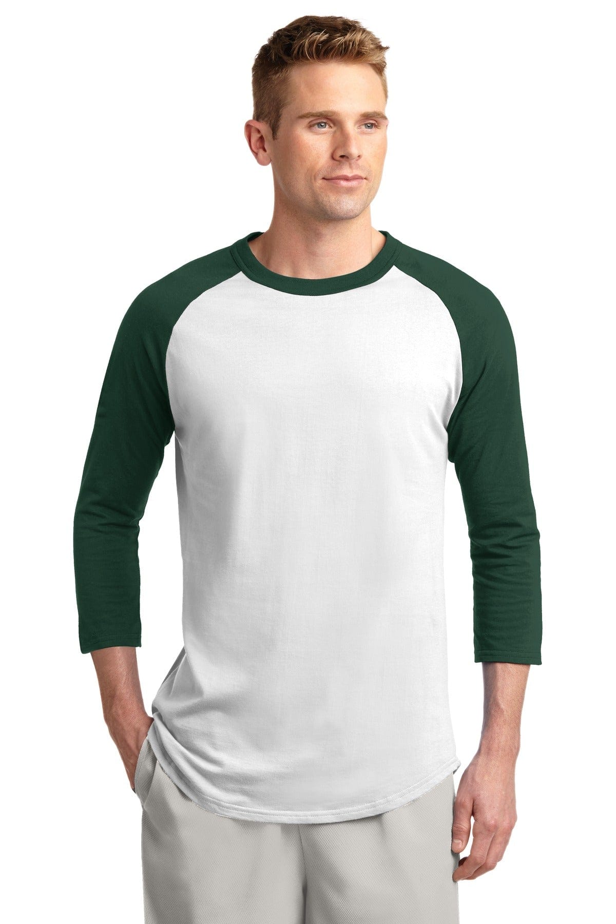 Sport-Tek T-Shirts 5XL / White/ Forest Sport-Tek T200 Colorblock Raglan Jersey