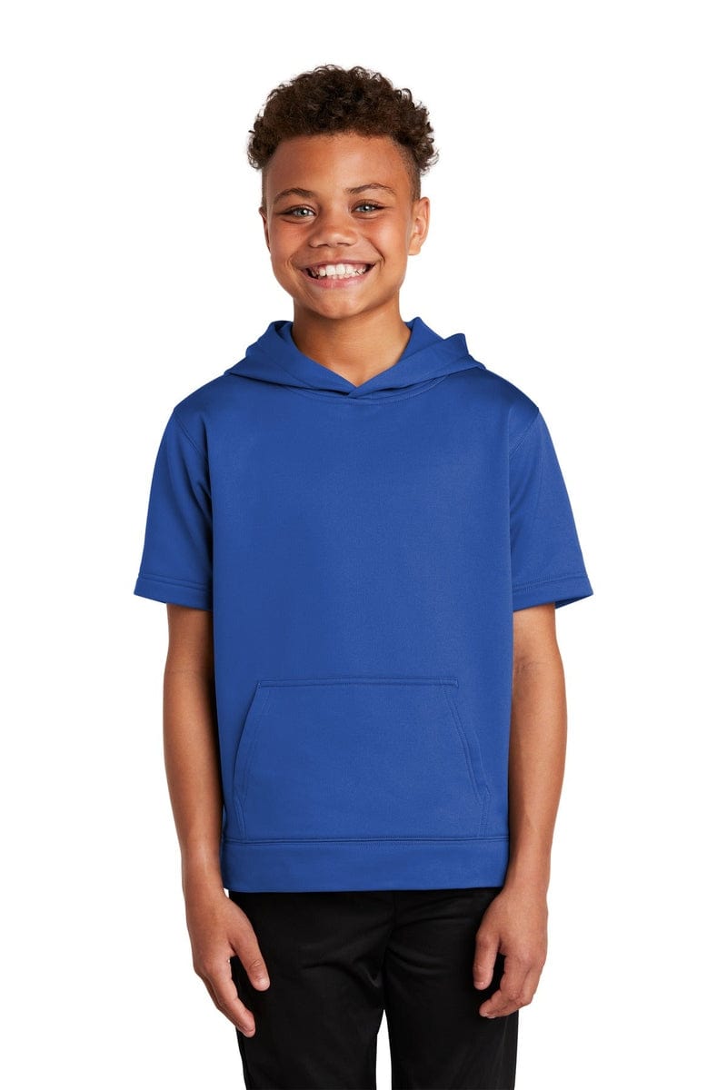 Sport-Tek YST251 Youth Sport-Wick Fleece Short Sleeve Hooded Pullover in 