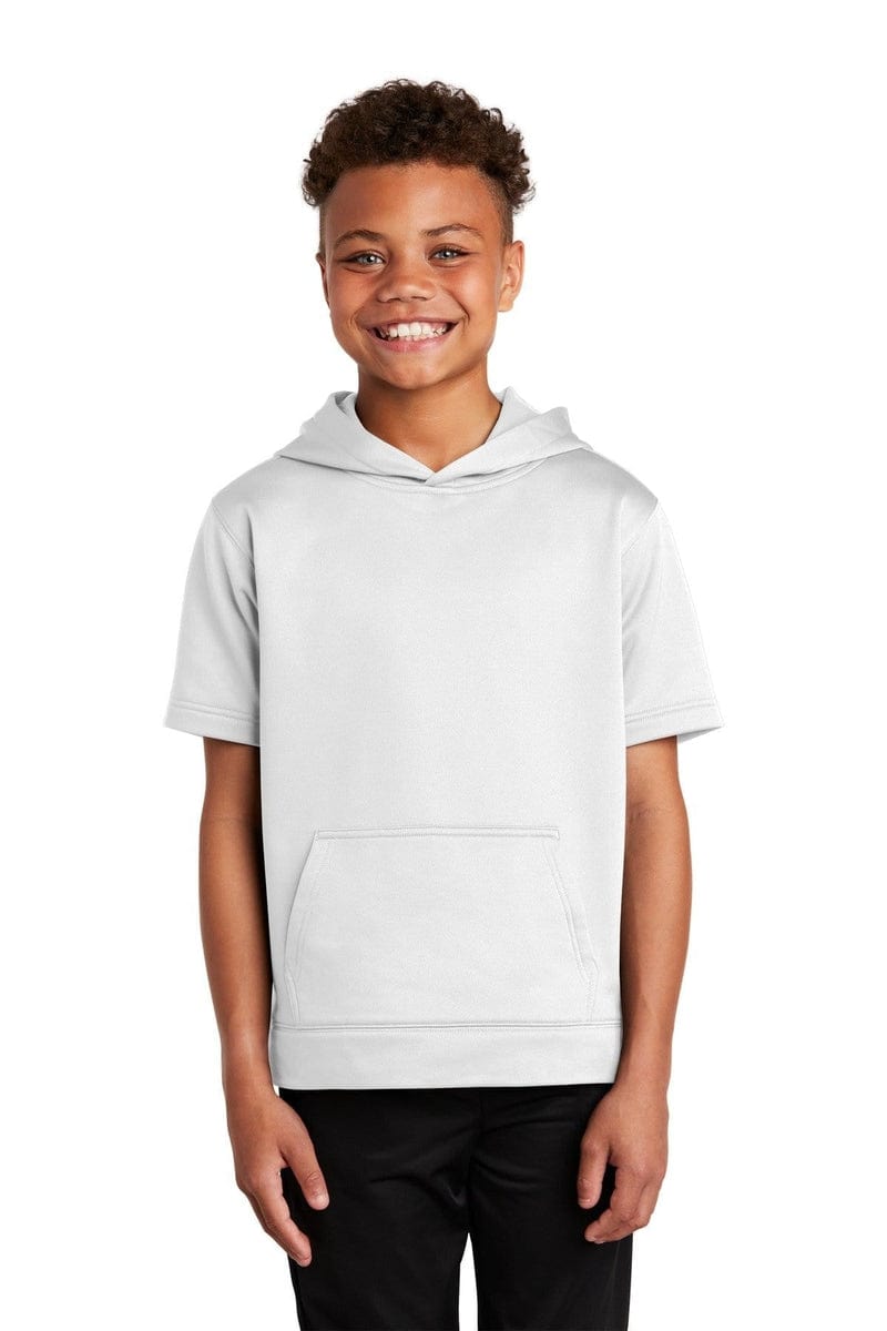 Sport-Tek YST251 Youth Sport-Wick Fleece Short Sleeve Hooded Pullover in 