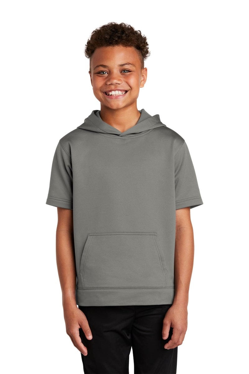Sport-Tek YST251 Youth Sport-Wick Fleece Short Sleeve Hooded Pullover in 