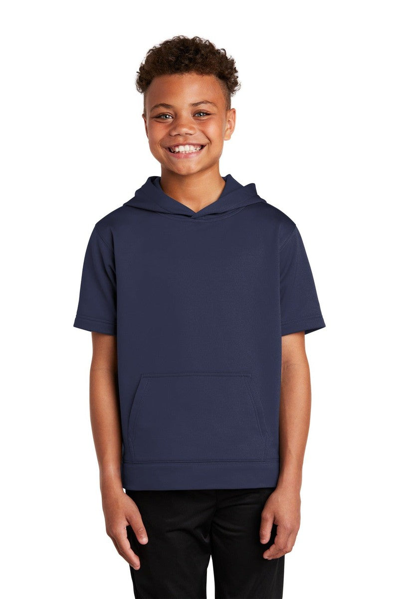 Sport-Tek YST251 Youth Sport-Wick Fleece Short Sleeve Hooded Pullover in 