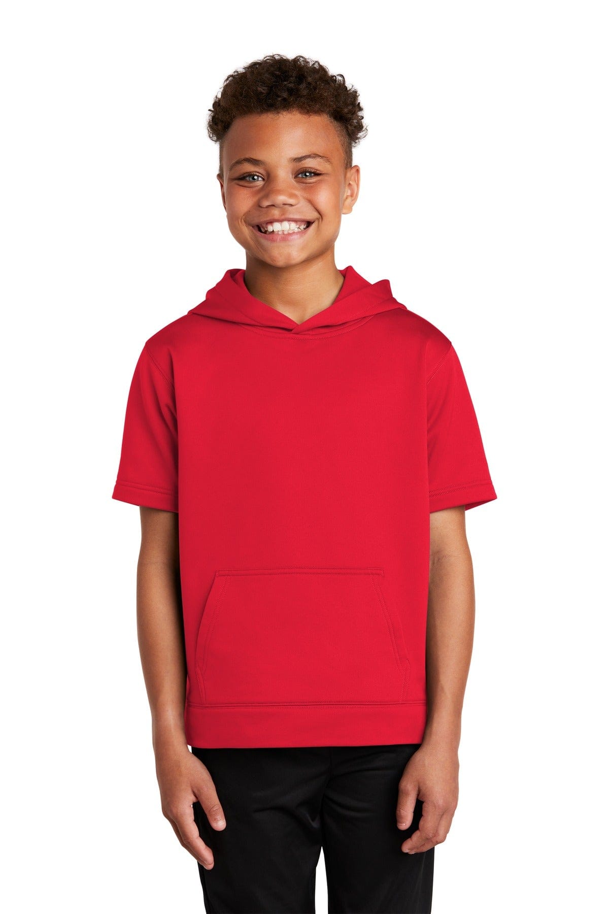 Sport-Tek Sweatshirts/Fleece XS / Deep Red Sport-Tek YST251 Youth Sport-Wick Fleece Short Sleeve Hooded Pullover