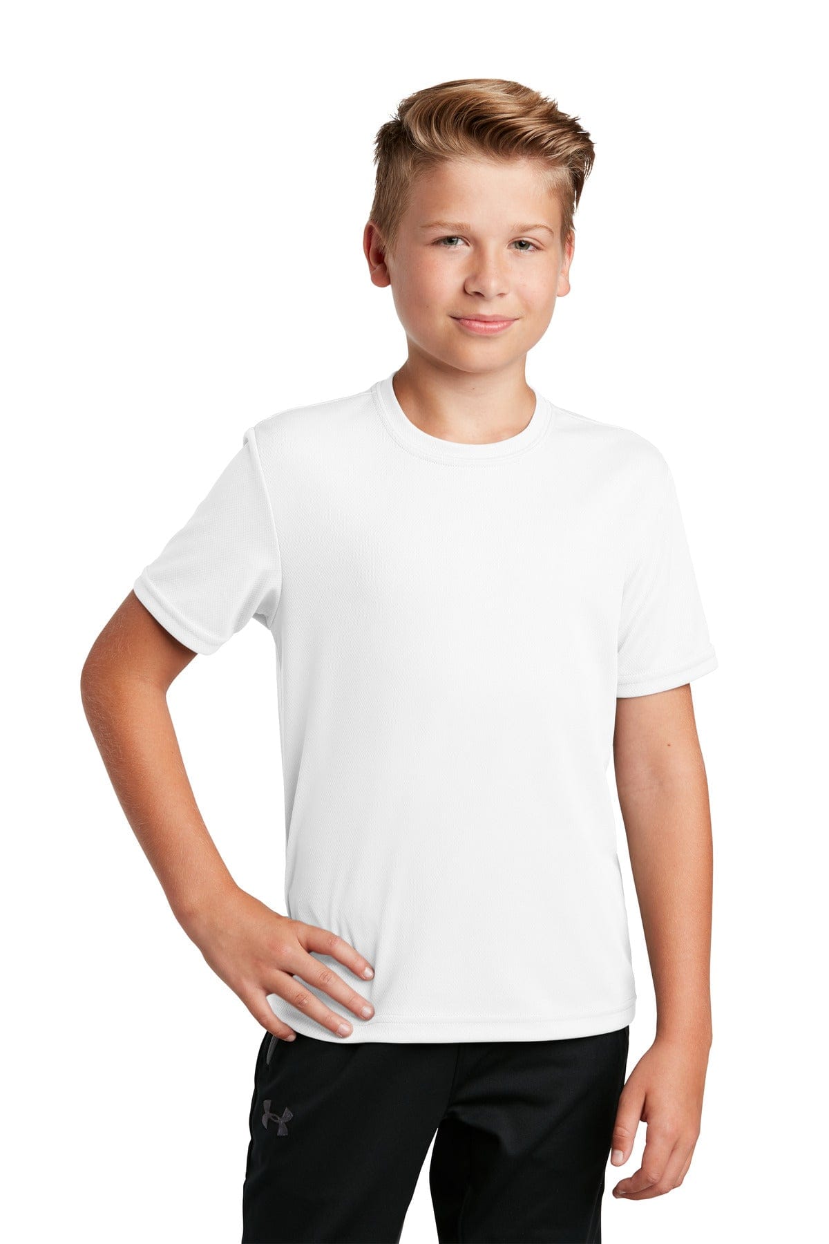 Sport-Tek YST340 Youth PosiCharge RacerMesh Tee in White