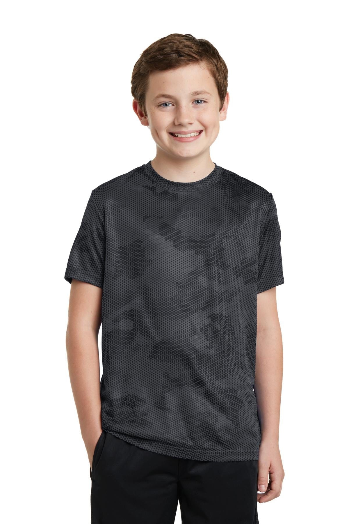 Sport-Tek YST370 Youth CamoHex Tee in 