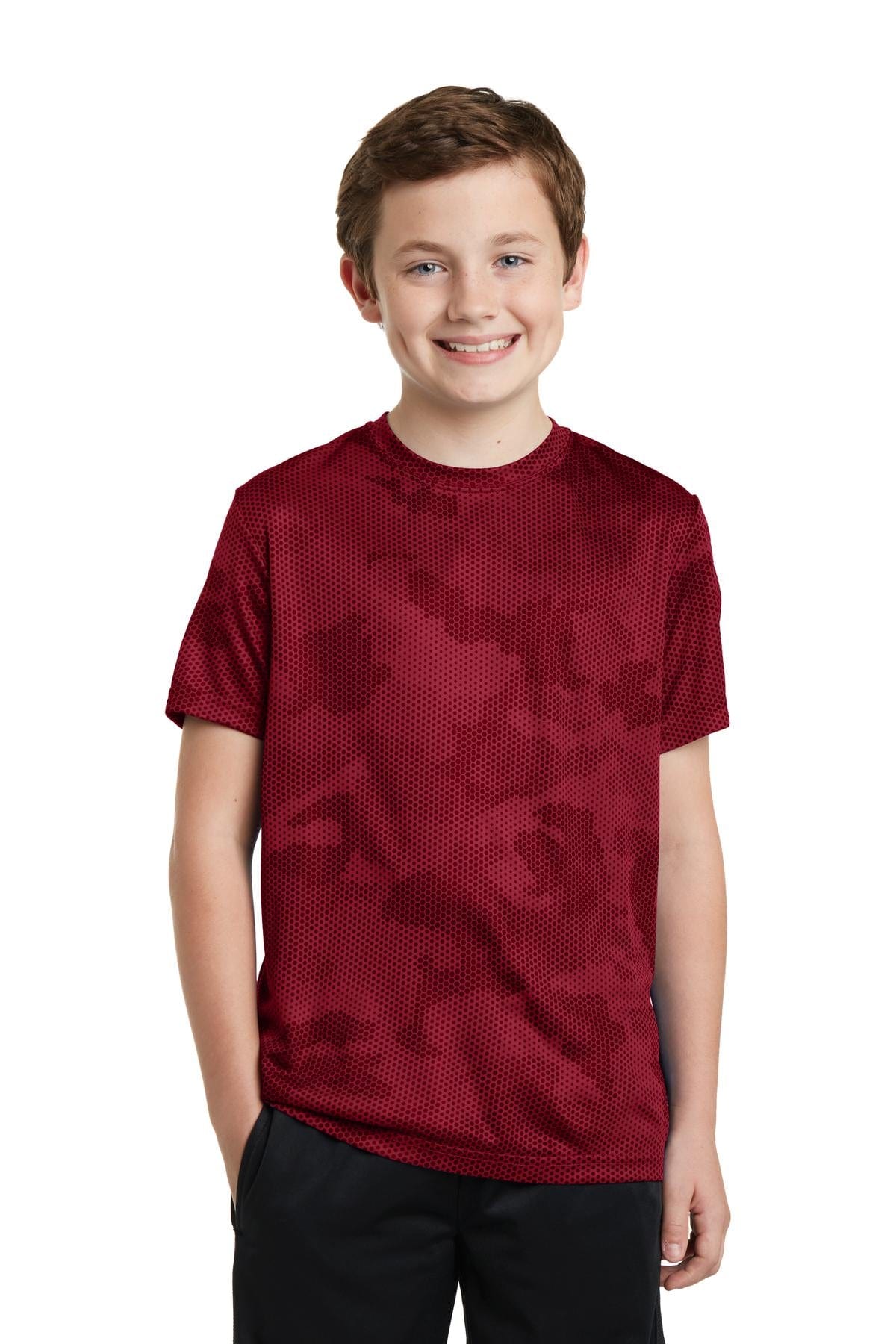 Sport-Tek YST370 Youth CamoHex Tee in 