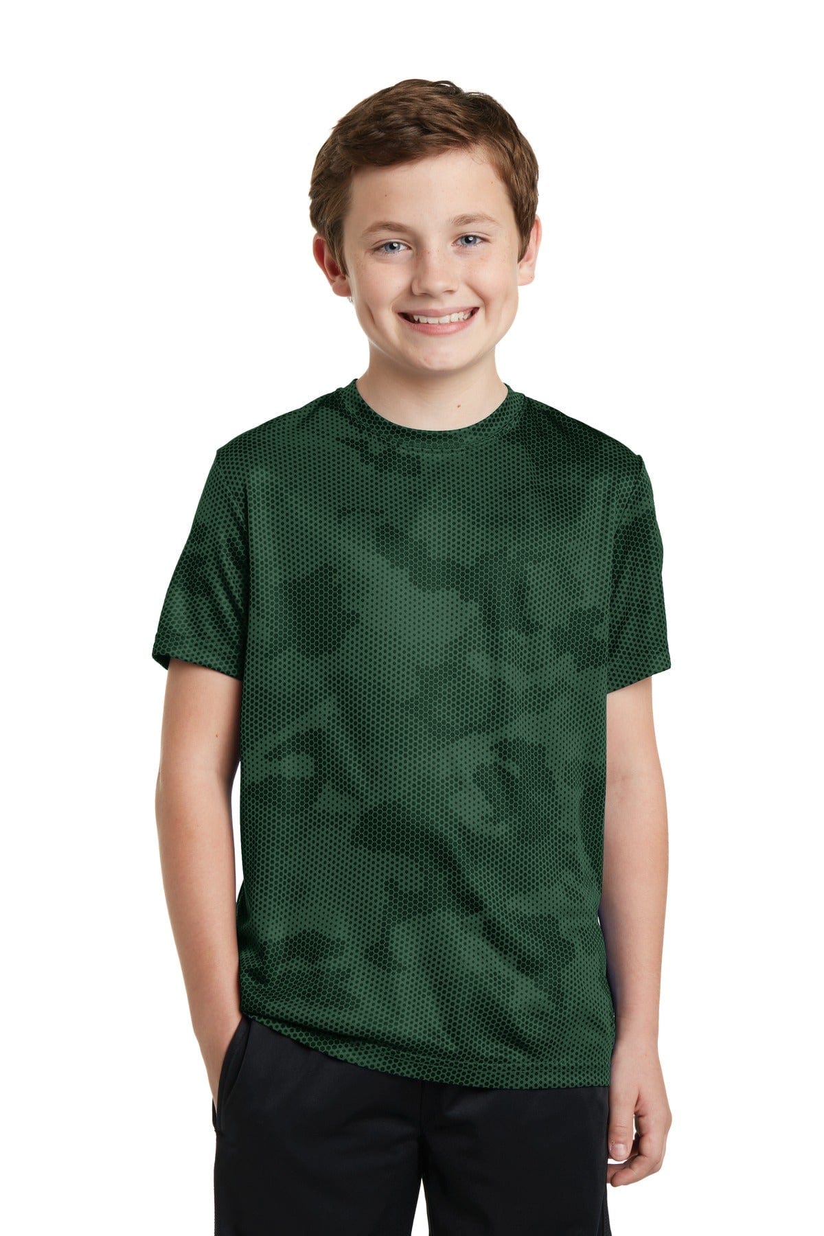 Sport-Tek YST370 Youth CamoHex Tee in 