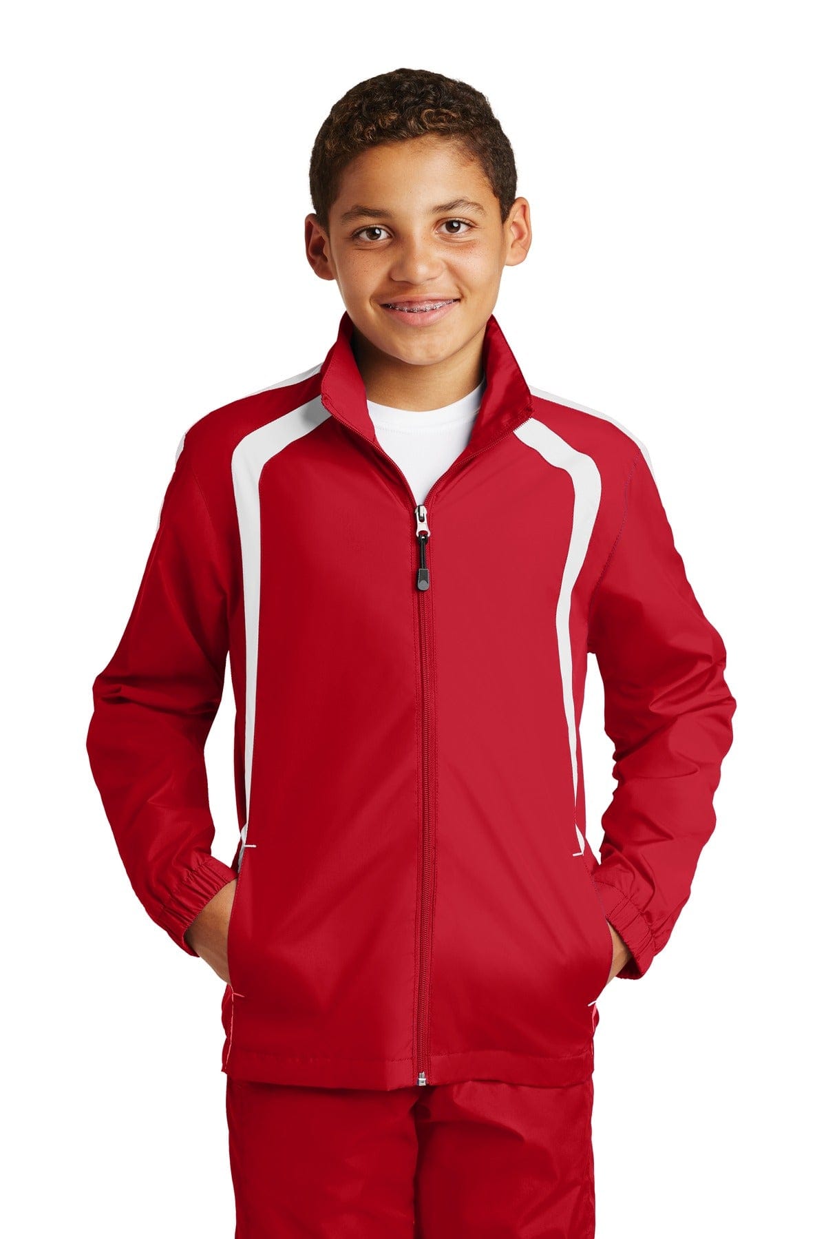 Sport-Tek YST60 Youth Colorblock Raglan Jacket in 
