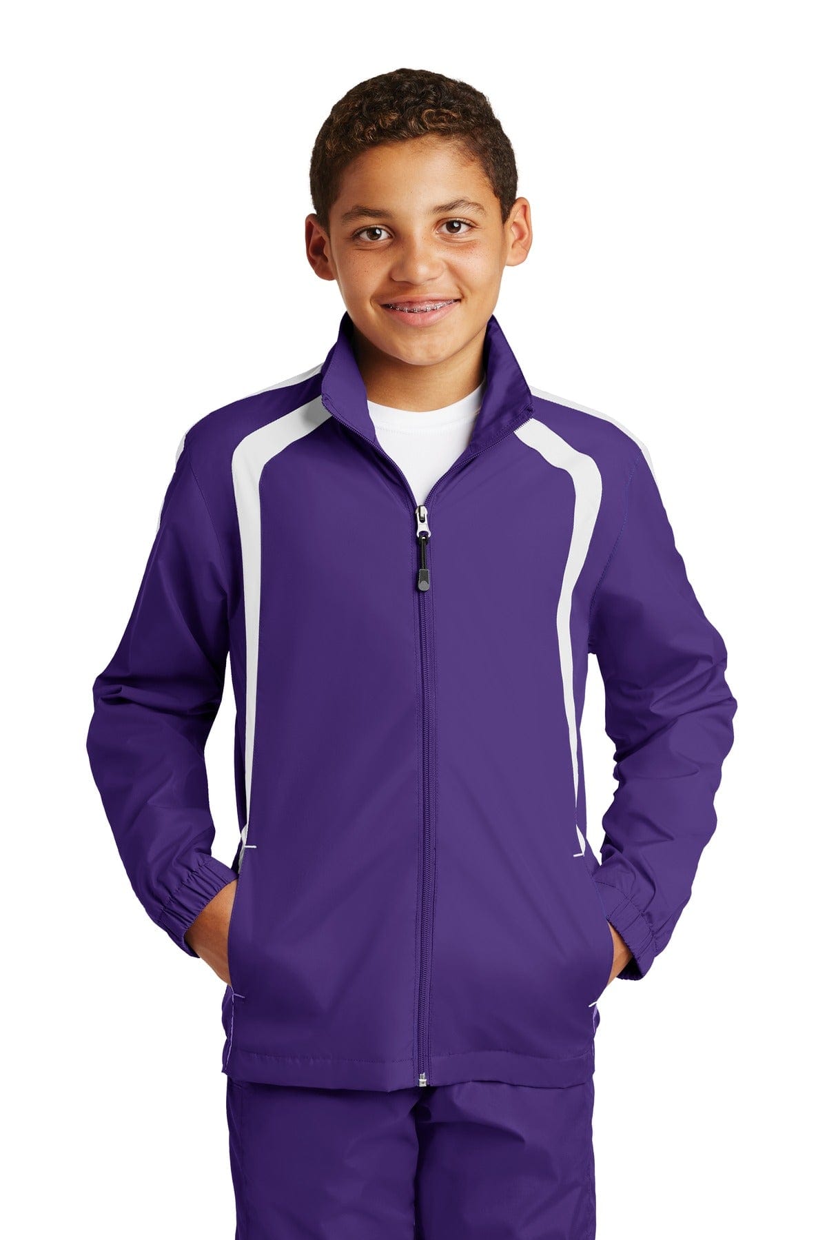 Sport-Tek YST60 Youth Colorblock Raglan Jacket in 