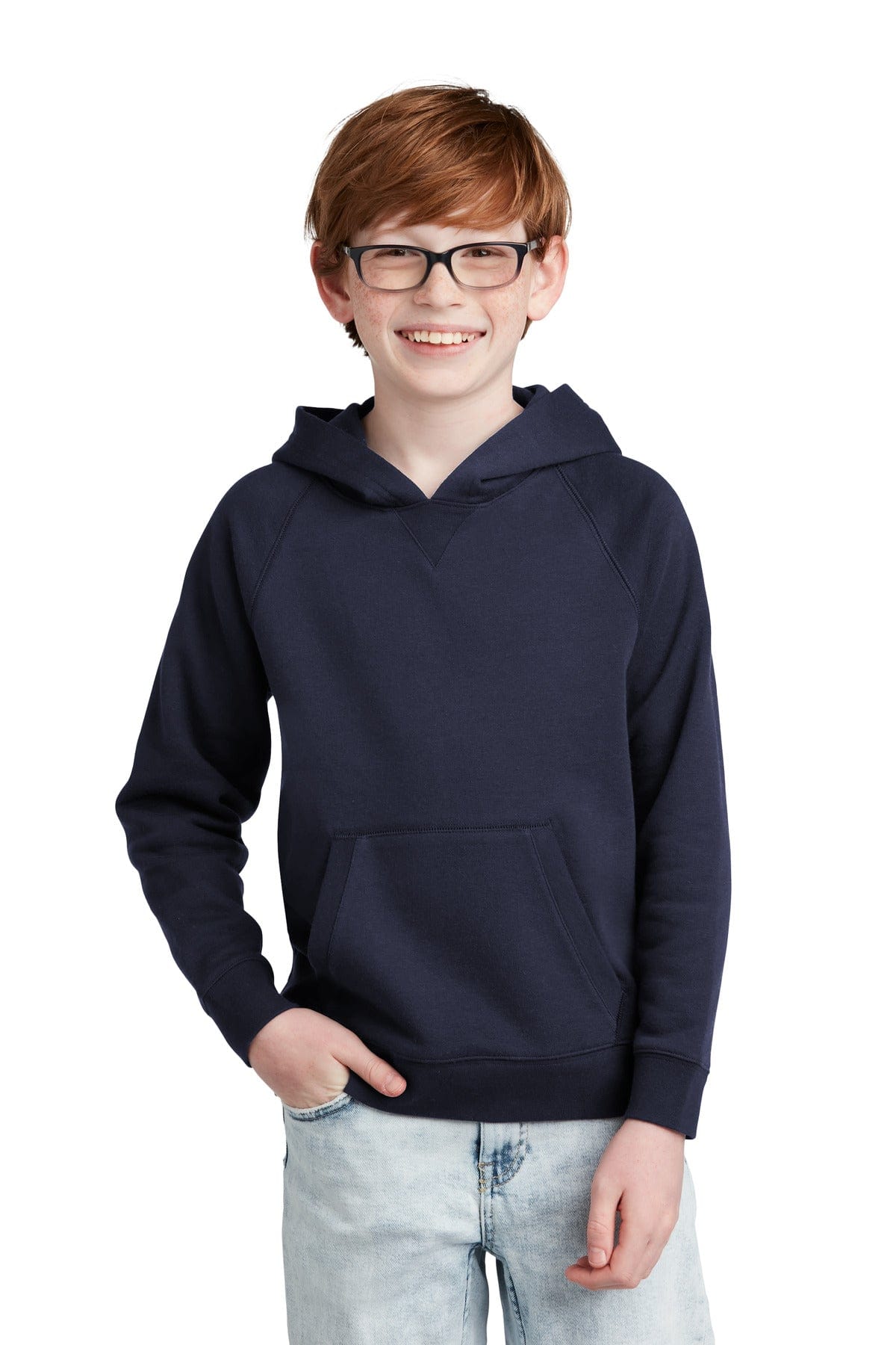 Sport-Tek YSTF200 Youth Drive Fleece Pullover Hoodie in True Navy