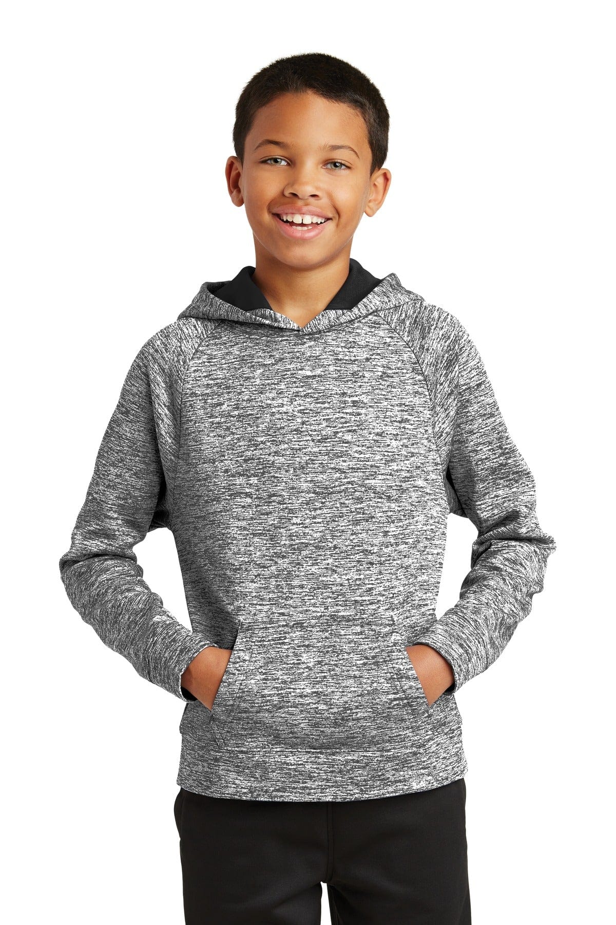 Sport-Tek ® Youth PosiCharge ® Electric Heather Fleece Hooded Pullover. YST225