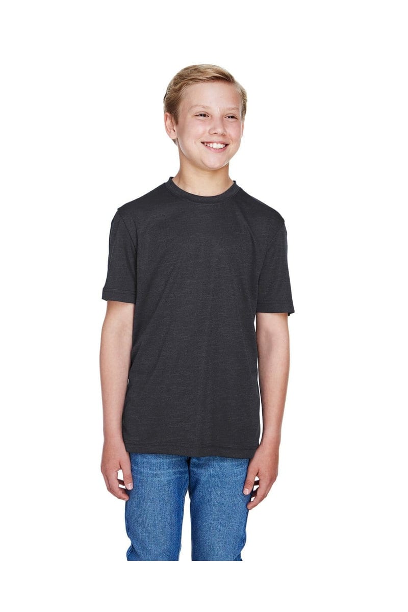 Team 365 TT11HY: Youth Sonic Heather Performance T-Shirt in Black Heather
