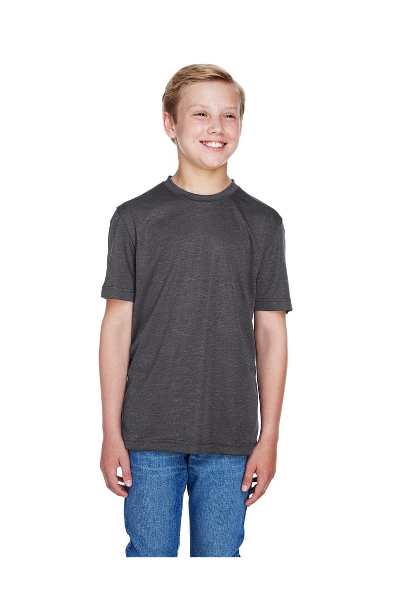 Team 365 TT11HY: Youth Sonic Heather Performance T-Shirt in Dk Grey Heather
