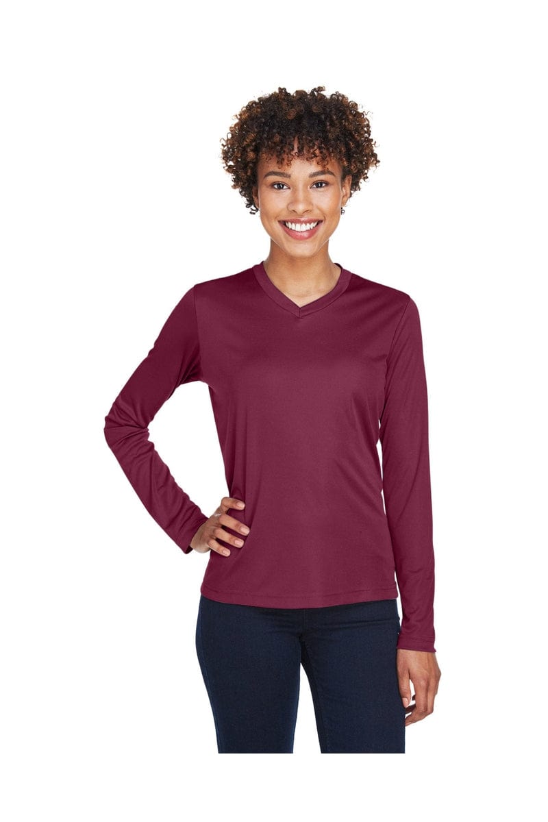 Team 365 TT11WL: Ladies' Zone Performance Long-Sleeve T-Shirt in Sport Maroon