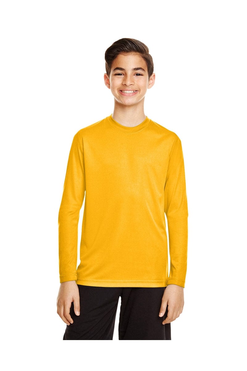 Team 365 TT11YL: Youth Zone Performance Long-Sleeve T-Shirt in Sp Athletic Gold