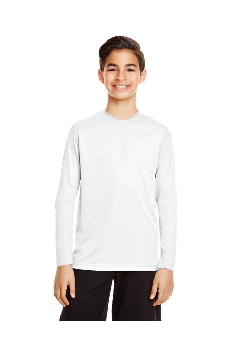Team 365 TT11YL: Youth Zone Performance Long-Sleeve T-Shirt in White