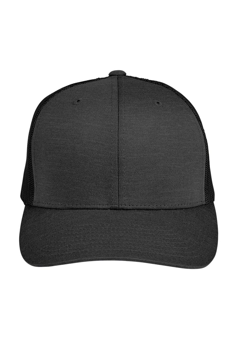 Team 365 TT802 by Yupoong(r) Adult Zone Sonic Heather Trucker Cap in Blk Hthr/ Black