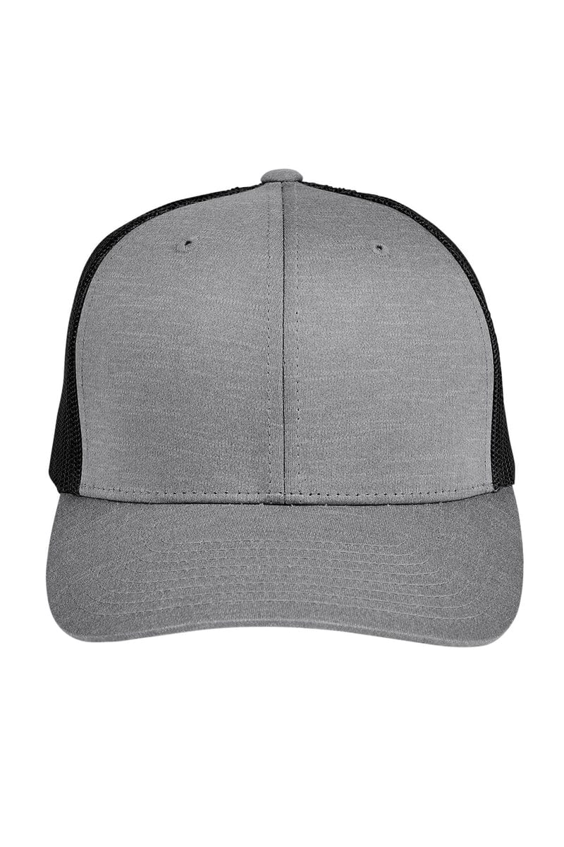 Team 365 TT802 by Yupoong(r) Adult Zone Sonic Heather Trucker Cap in Dk Gry Hth/ Blk