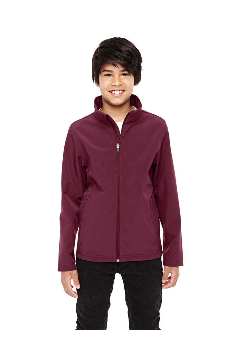Team 365 TT80Y Youth Leader Soft Shell Jacket in Sport Maroon