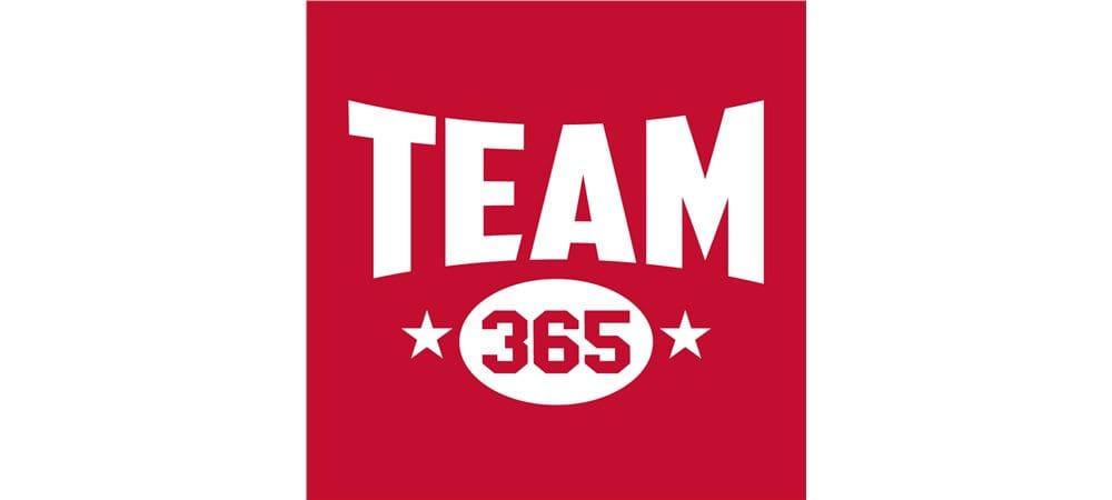 Red background with 'TEAM 365' text in white
