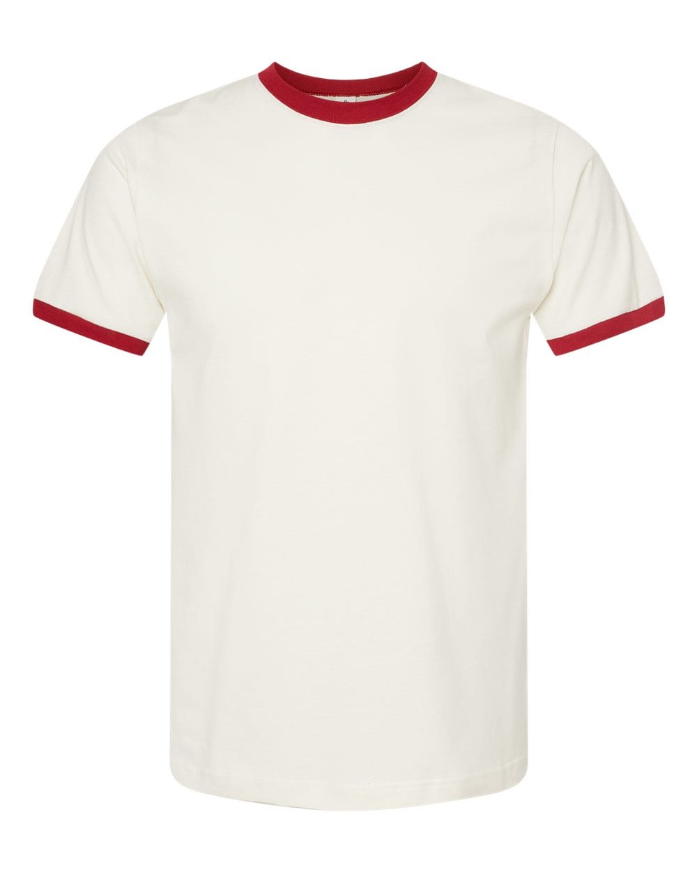 Tultex 10711 XS / Vintage White/ Rio Red Tultex 246 Unisex Fine Jersey Ringer T-Shirt